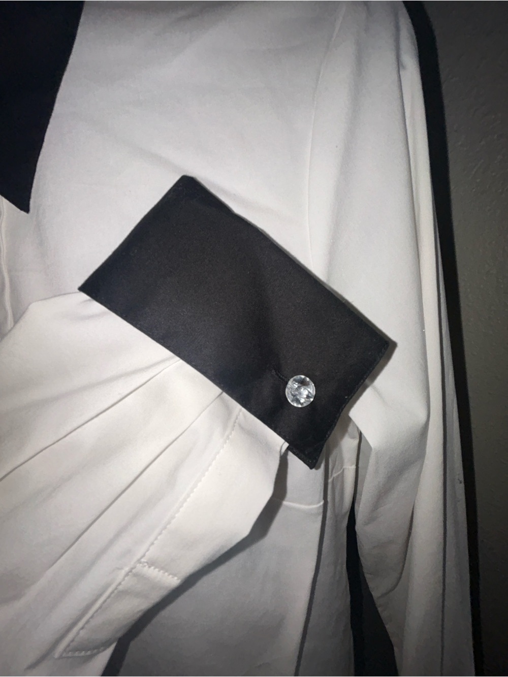 White Dress Shirt with Black Contrast Collar and Cuffs - Picture 3 of 4